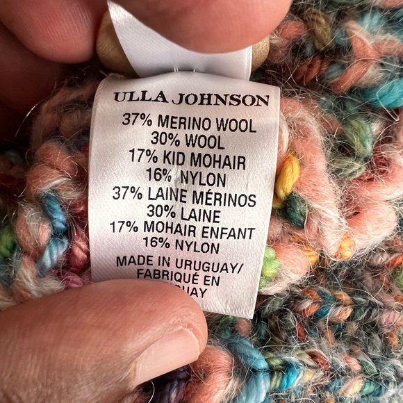 NWOT Ulla Johnson Fiora Wool Puff Sleeve Rainbow Cardigan Sweater Size Small - Picture 5 of 9